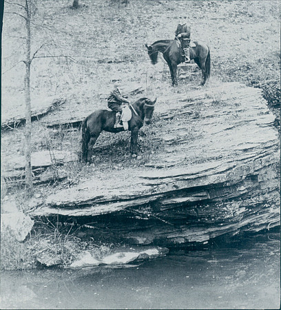 David Thurlow & Eugene Yates ride ponies by Shades Creek
